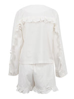 Load image into Gallery viewer, Long Sleeve Ruffle Sleeve Shirt High Waist Shorts Set N6D108