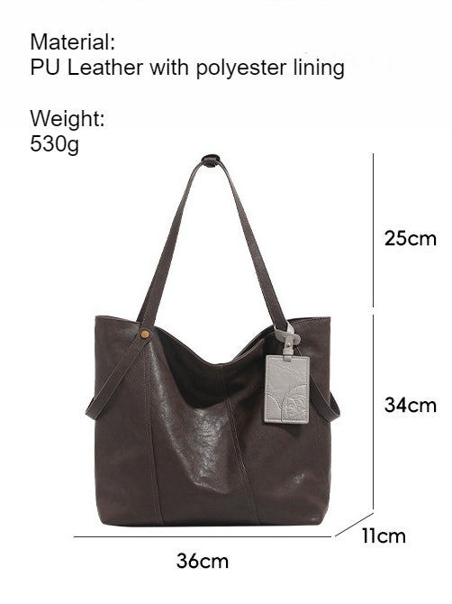 Classic Vintage Stitching Detail PU Leather Tote Bag N6C047