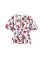Load image into Gallery viewer, Bow Detail Print Short Sleeve Shorts Set N6F203