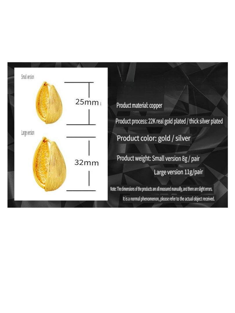 Teardrop Cuff Earrings Double Sided Texture Women N6C064