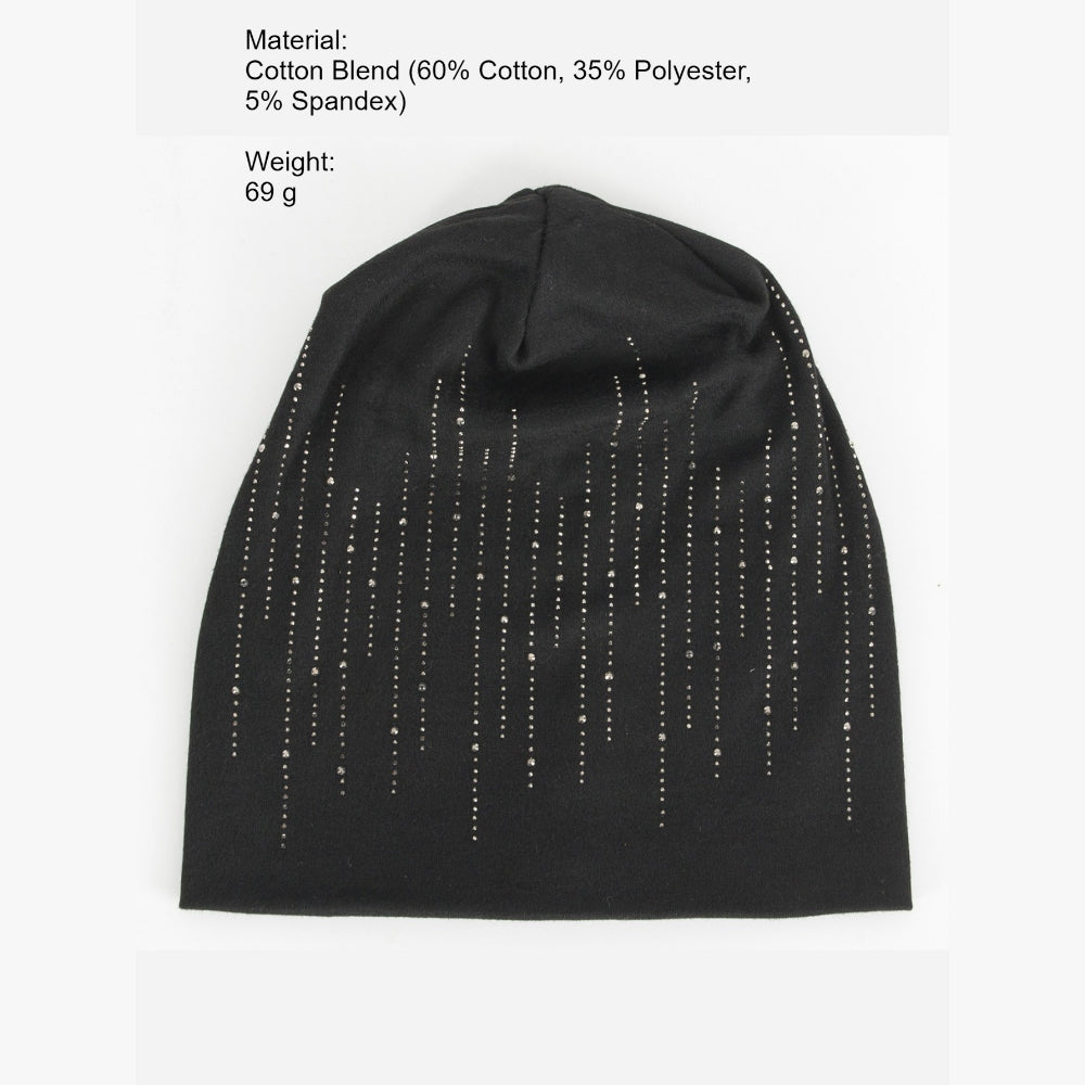Double Layer Cotton Rhinestone Beanie Women N6H227