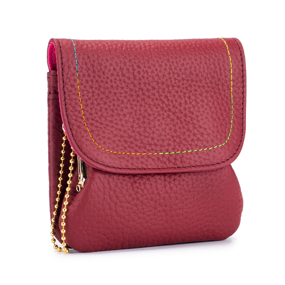 Top Grain Leather Creative Cute Snap Button Coin S5P947