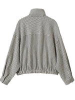 Load image into Gallery viewer, Loose Zip Stand Collar Plaid Bomber Jacket Women N6G154