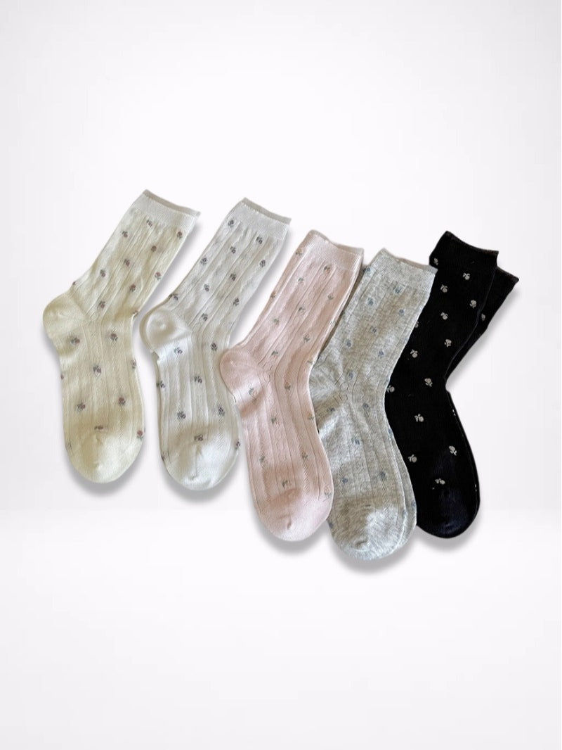 Floral Mesh Mid-Calf Socks Women N6C176