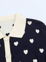 Load image into Gallery viewer, Sweet Heart Jacquard Knit Polo Cardigan Women Fashion N6G159