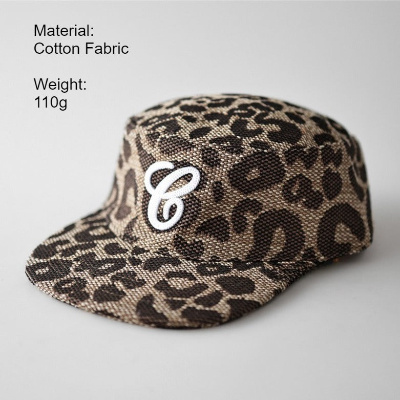 Retro Leopard Print Flat Top Baseball Cap Women N6C077