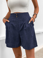 Load image into Gallery viewer, High Waist Straight Leg Button Shorts Women Casual N6F245