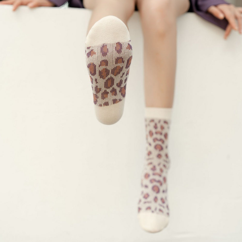 Purple Houndstooth Mid-Calf Socks Women Campus  N6H029
