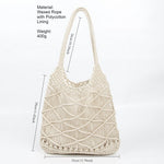 Load image into Gallery viewer, Open Weave Waxed Rope Beach Bag Large Straw Tote N6F116