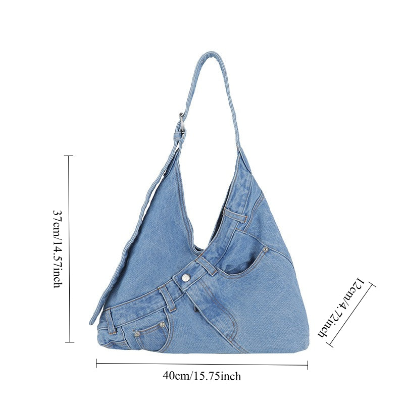 Women's Large Denim Tote Shoulder Handbag N6J201