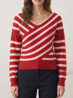 Load image into Gallery viewer, Color Block Off-Shoulder Striped Knit Top Women N6G186