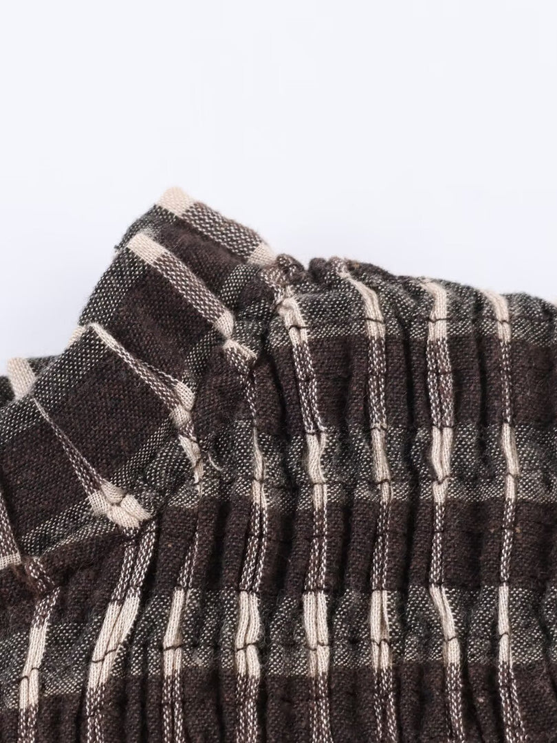 Honeycomb Check Pullover Shirt Women N6C094