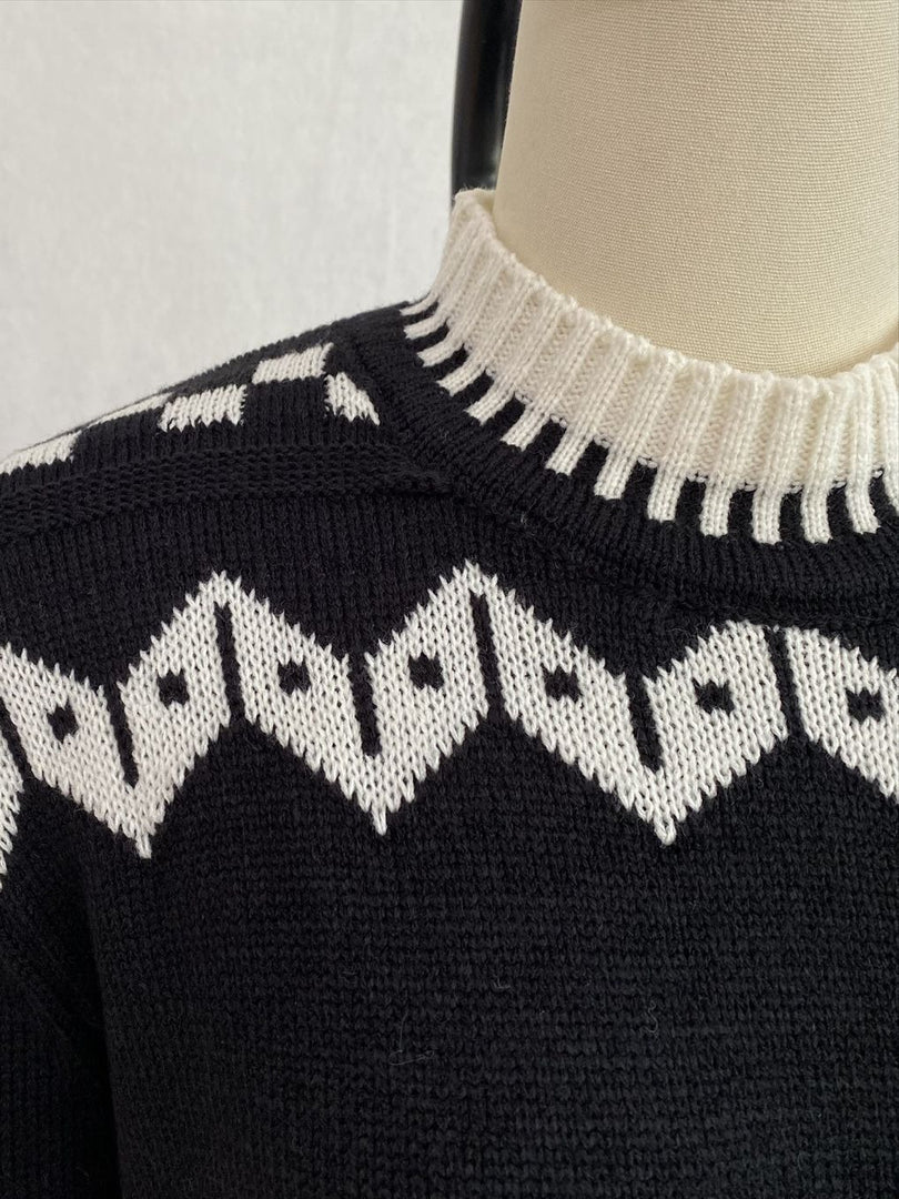 Fair Isle Geometric Jacquard Loose Pullover Sweater N6H285