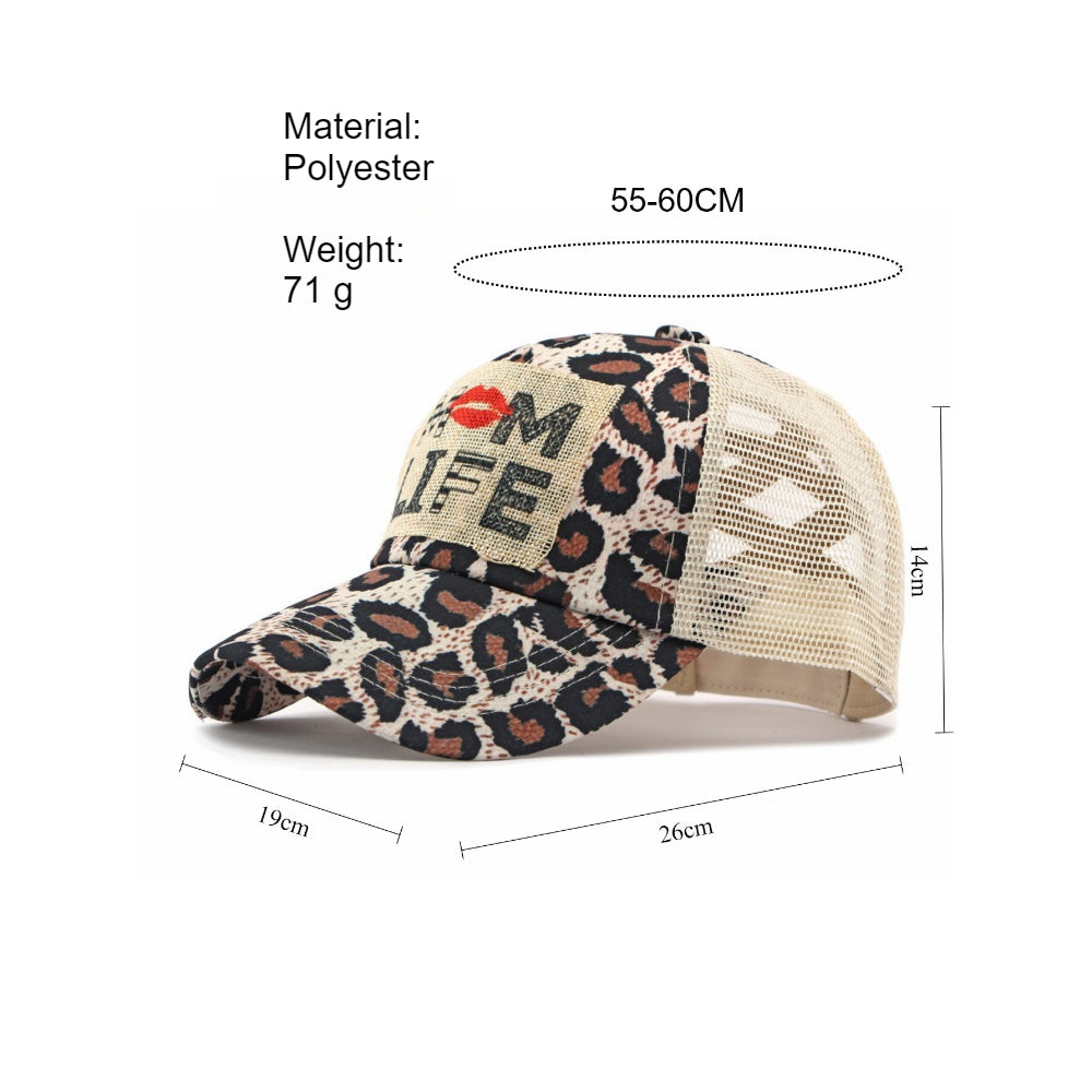 Leopard Appliqué Baseball Cap Wide Brim Sun Hat N6G208