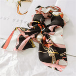 Load image into Gallery viewer, Pearl Pendant Big Scrunchie Bow Hair Tie Women N6H192