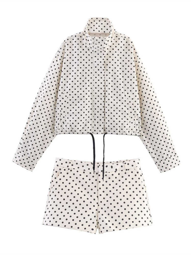 Dot Seersucker Blazer and Shorts Set Women N6C269