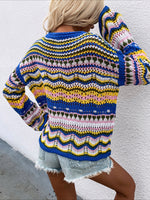 Load image into Gallery viewer, Striped Color-Block Loose Round Neck Pullover Sweater N6H303