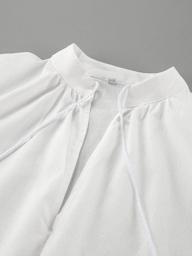 Lantern Sleeve Linen Two-Piece Set Women N6D115