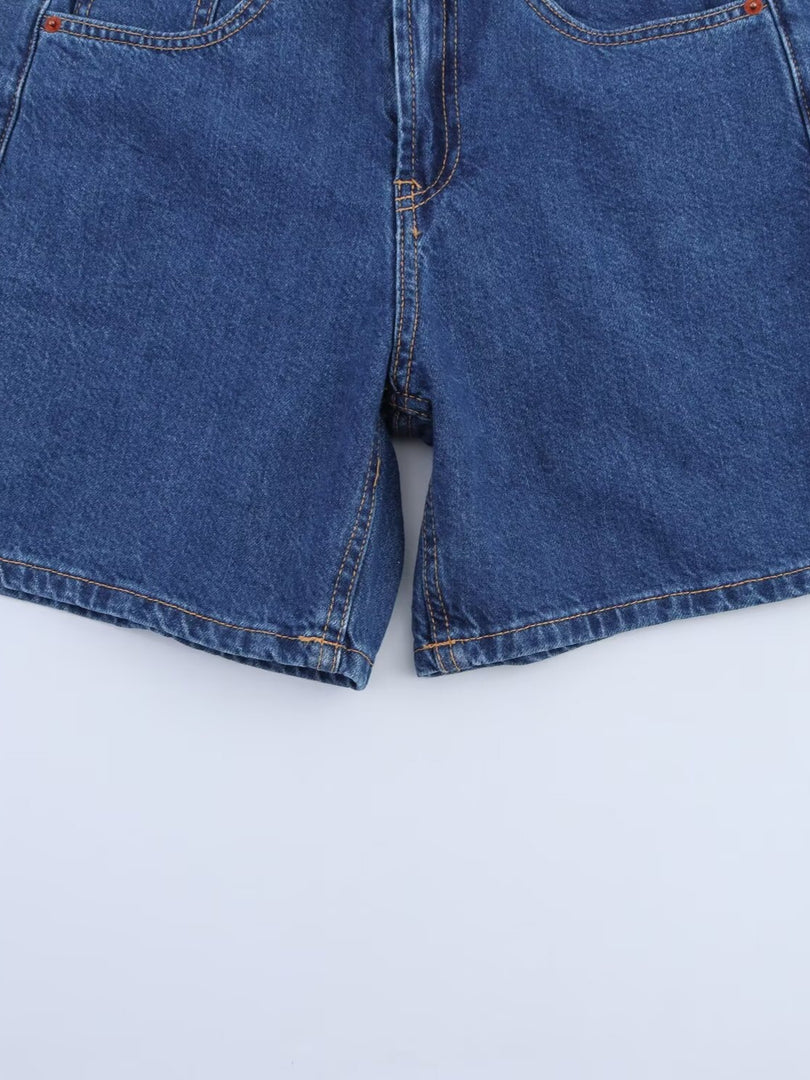 Mid-Rise Denim Shorts Women Office Casual Slim Fit N6F002