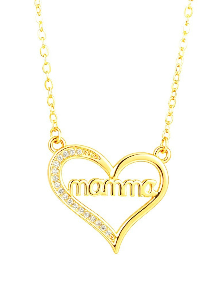 Zircon MOM Heart Pendant Necklace N6D521