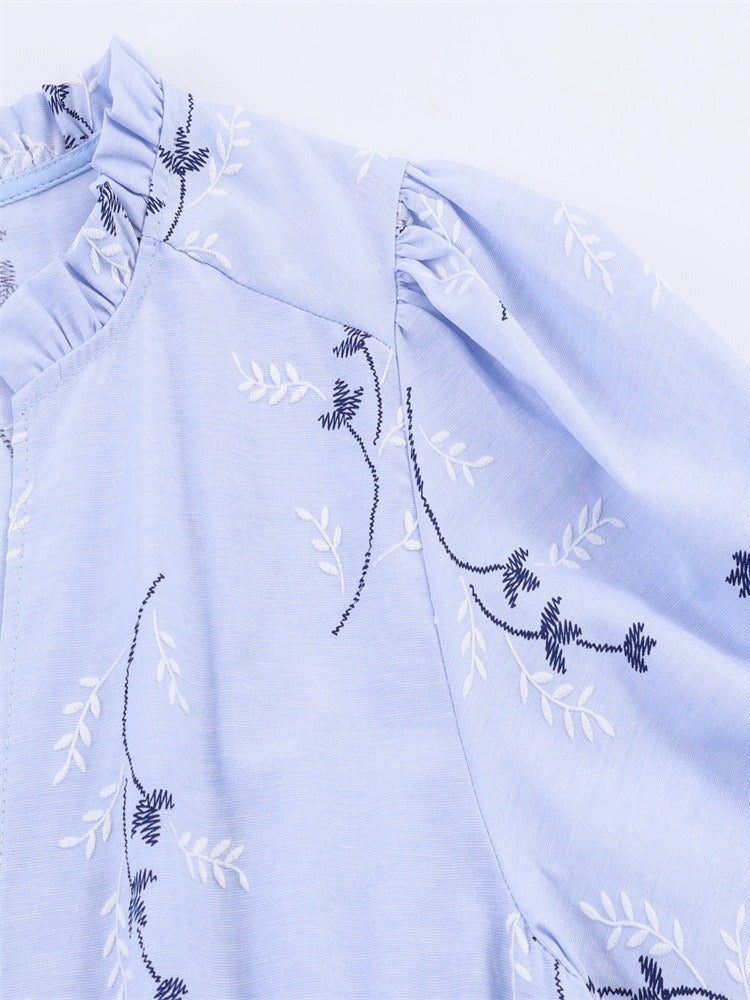 Slimming Embroidered Floral Short Sleeve Dress Women N6C277