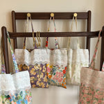Load image into Gallery viewer, Floral Lace Trim Canvas Tote Bag Women Book Bag N6E036