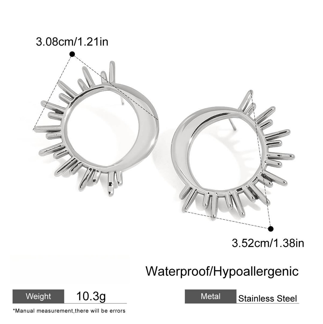 Sun Moon Studs Steel Gold Plated   S5P146
