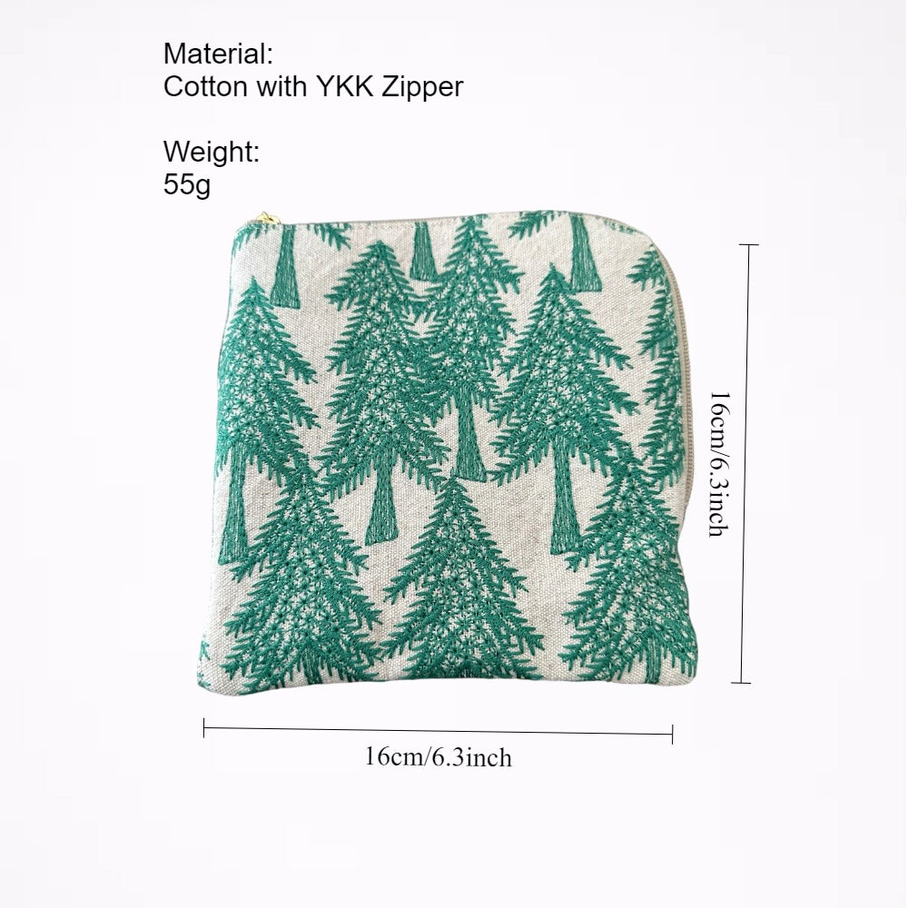 Floral Cotton Pouch YKK Zipper Multipurpose N6F154