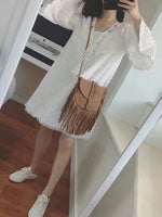 Load image into Gallery viewer, Woven Dome Soft Leather Fringe Crossbody Bag N6C224