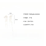 Load image into Gallery viewer, Coastal Bow Drop Earrings Shell Glass Streamer Fringe S5P147
