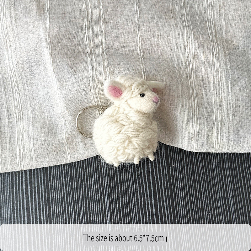 Handmade Felt Sheep Keychain Bag Charm Pendant N6G004