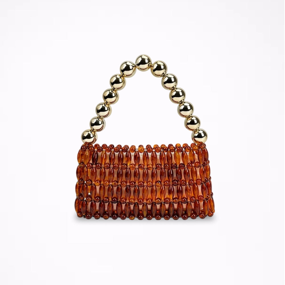 Retro Amber Acrylic Hand Beaded Handbag N6E025