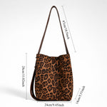 Load image into Gallery viewer, Women's Suede Leopard Print Bucket Shoulder Bag N6J114