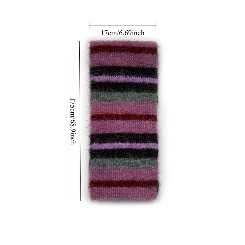 Womens Wool Blend Colorful Striped Knit Scarf N6K239