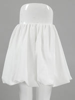 Load image into Gallery viewer, White High Waist Office Puff Skirt N6D112