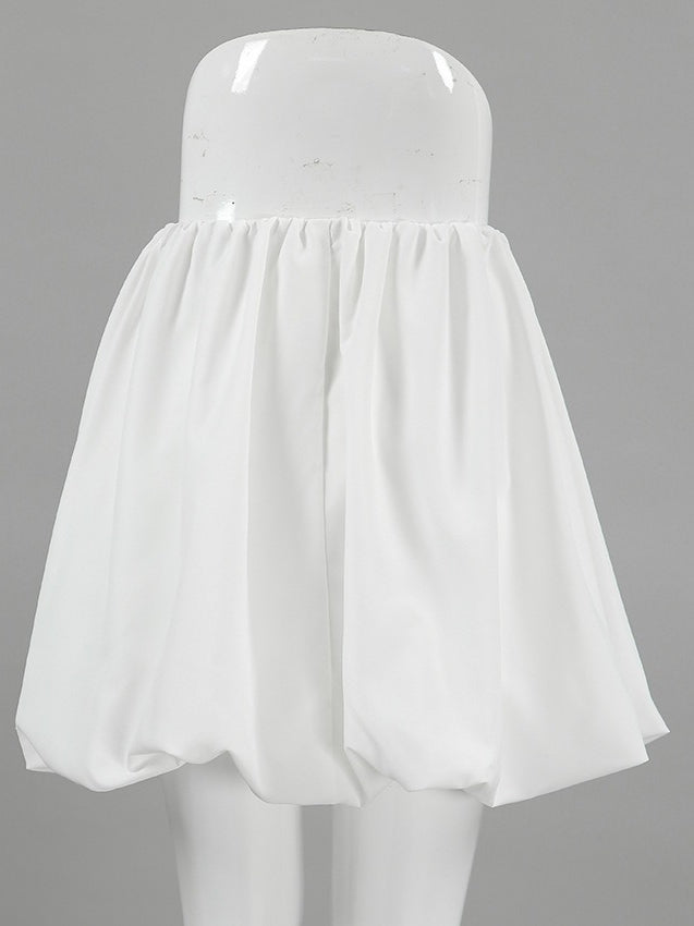 White High Waist Office Puff Skirt N6D112