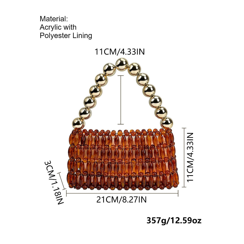 Retro Amber Acrylic Hand Beaded Handbag N6E025