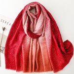 Load image into Gallery viewer, Cotton Linen Feel Gold Foil Gradient Scarf Shawl  N6H256