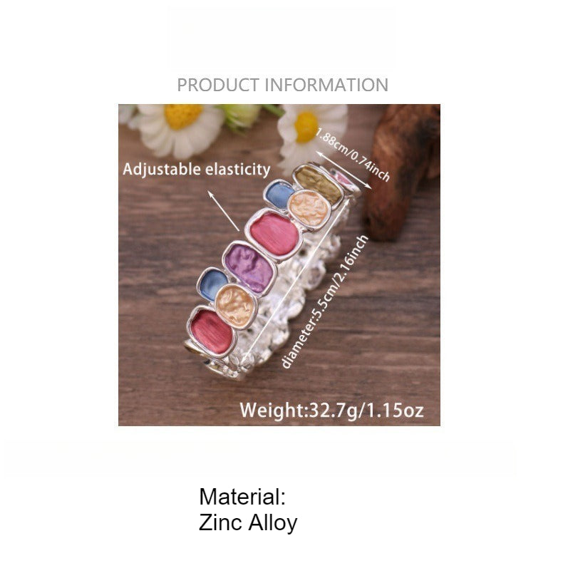 Enamel Geometric Square Alloy Stretch Bracelet N6F285