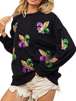 Load image into Gallery viewer, Iris Sequin Knit Sweatshirt Women Black N5A119
