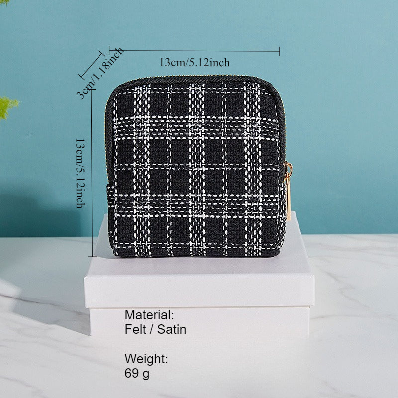 Tassel Zipper Jewelry Pouch Felt Satin Storage Case N6G106