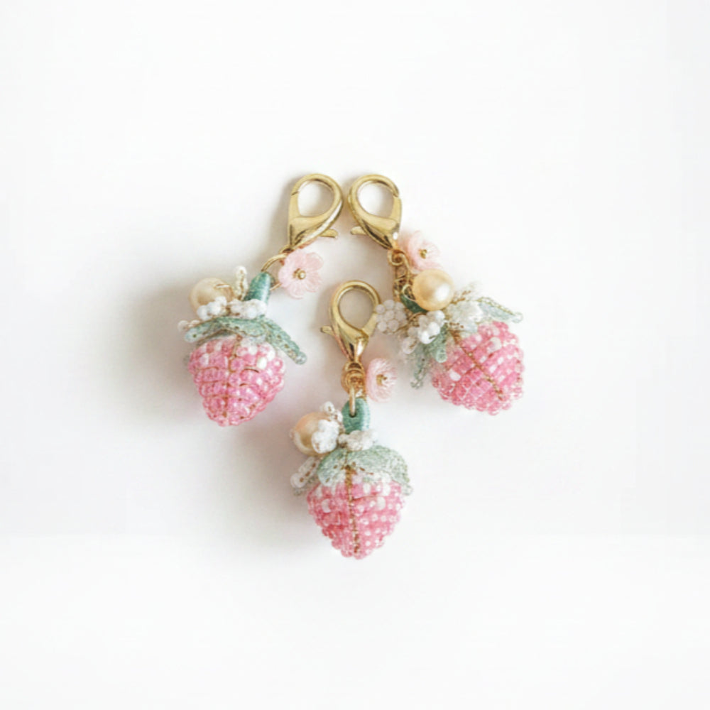 Handmade Strawberry Flower Zipper Pull Charm N6D048