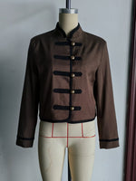 Load image into Gallery viewer, Loose Fit Knot Button Stand Collar Jacket Women N6H127