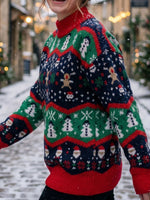 Load image into Gallery viewer, Fair Isle Santa Sweater Women Loose Christmas Knit N6H279