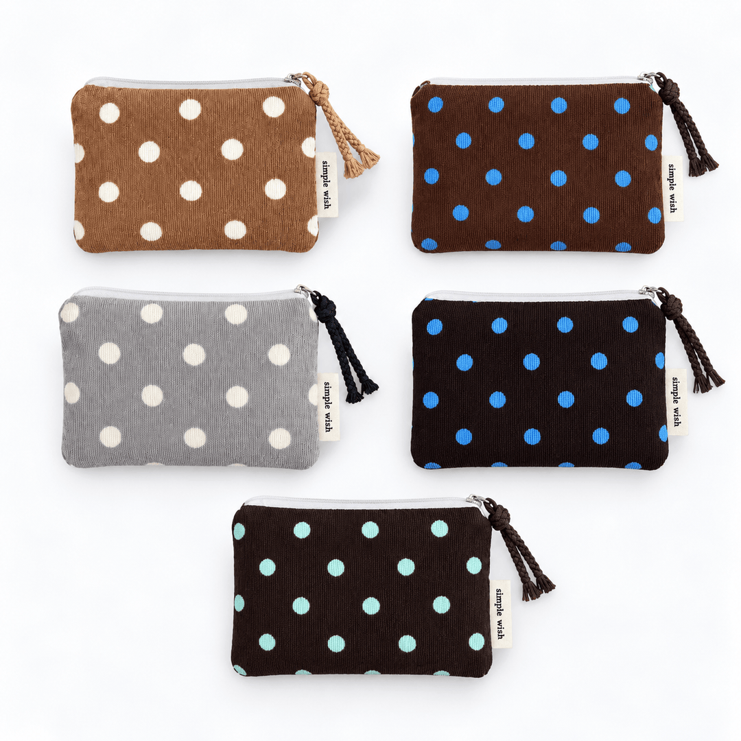 Vintage Polka Dot Corduroy Mini Coin Purse N6K106