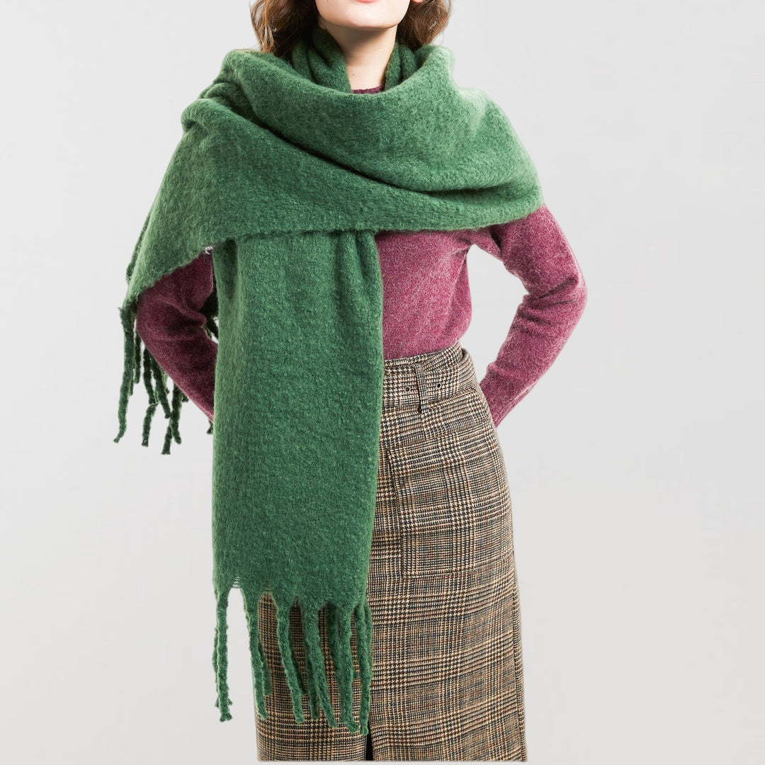 Womens Solid Color Boucle Chunky Fringe Scarf N6K251