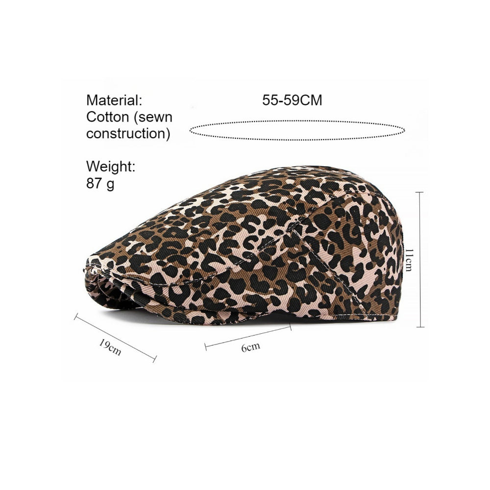 Vintage Leopard Newsboy Cap Women Adjustable N6G202