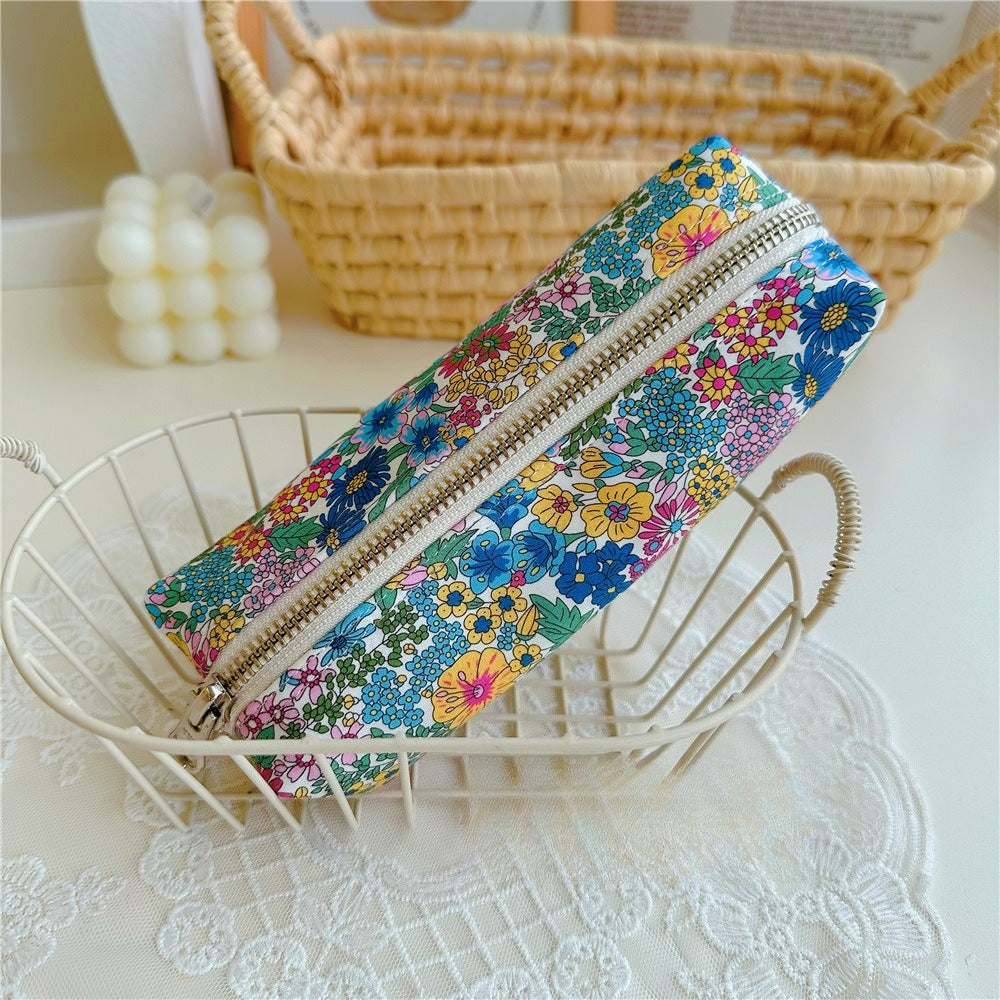 Vintage Floral Cotton Pencil Case YKK Zipper N6F152