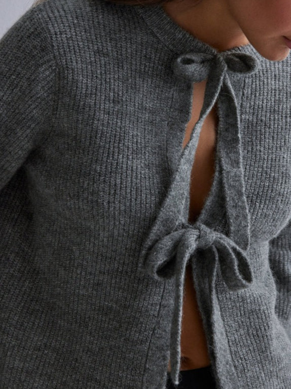 Solid Color Belted Cardigan Sweater Women  N5A422
