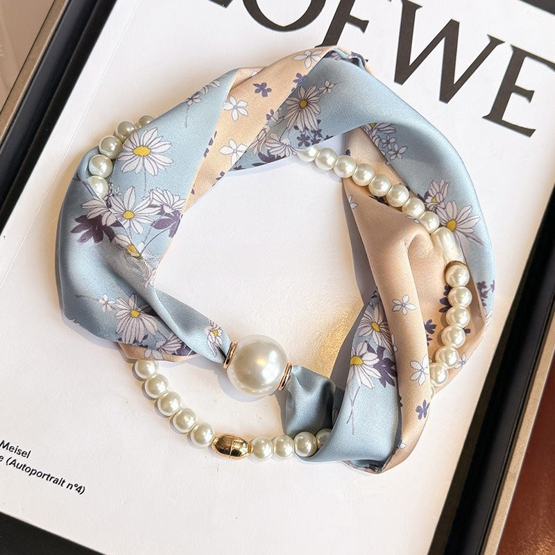 Womens Pearl Magnetic Clasp Slim Scarf N6K256